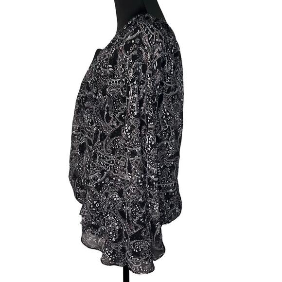 Nicole Miller Woman Size M, Sheer Black Gold Metallic Smocked FairyGoth Blouse - Picture 5 of 12